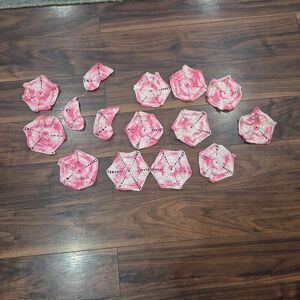 Crochet, Vintage Pink & White Cotton 15 small pieces
